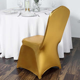 Shiny Metallic Gold Spandex Banquet Chair Cover, Glittering Premium Fitted Chair Cover