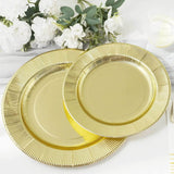 25 Pack | Gold Sunray 8inch Dessert Appetizer Paper Plates, Disposable Party Plates