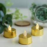 12 Pack | Metallic Flameless LED Candles | Battery Operated Tea Light Candles | Gold