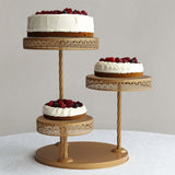 3-Tier Gold Metal Cake Stand with Hollow Lace Design, Cupcake Tower Dessert Display Stand