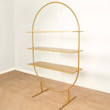 6.5ft 3-Tier Gold Metal Arch Cake Display Stand, Floor Standing Oval Cupcake Dessert Stand