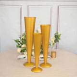 28Inch Tall Brushed Gold Metal Trumpet Flower Vase Wedding Centerpiece