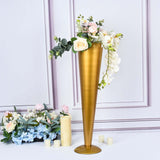 28Inch Tall Brushed Gold Metal Trumpet Flower Vase Wedding Centerpiece