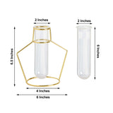 2 Pack | 6.5inch Geometric Gold Metal Frame Test Tube Vase Flower Stands