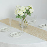 5 Pack Gold Mesh Organza Table Runners with Gold Foil Water Wave Pattern