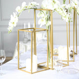 Set of 4 | Matte Gold Metal Frame Flower Stand, Wedding Column Centerpieces - 16/24/32/40