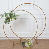 4ft Gold Metal Round Wedding Arch Table Centerpiece, Balloon Circle, Flower Frame Backdrop Stand