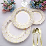 25 Pack | 13inch Gold / White Vintage Style Paper Charger Plates