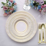 25 Pack | 13inch Gold / White Vintage Style Paper Charger Plates