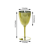 6 Pack | Gold 8oz Plastic Wine Glasses, Disposable Wine Goblets