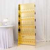 5ft Gold Mirror Finish 5-Tier 40 Champagne Glass Holder Wall Stand, Foam Board Wine Glass Standing