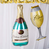 1 Pair | 39inch Champagne Bottle & Glass Mylar Foil Helium/Air Balloons