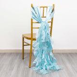 5 Pack Light Blue Curly Willow Chiffon Satin Chair Sashes