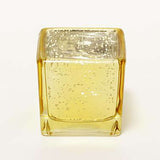 12 Pack | 2inch Square Gold Mercury Glass Candle Holders, Votive Glittered Tealight Holders#whtbkgd