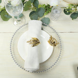 8 Pack Glossy Gold Metal Leaf Napkin Rings, Vintage Herb Napkin Holders