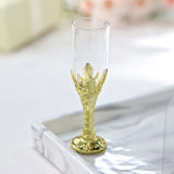 12 Pack | Gold Stem Clear Mini Champagne Flute Glass Party/Gift Favors - 4inch