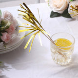 100 Pack Gold Firework Frills Cake Toppers, Cupcake Decoration Picks, Bamboo Cocktail Sticks