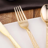 24 Pack | Gold Hammered Style 7inch Heavy Duty Plastic Forks, Plastic Silverware