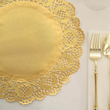 50 Pcs | 12inch Round Gold Lace Paper Doilies, Food Grade Paper Placemats