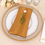 5 Pack Gold Striped Satin Linen Napkins, Wrinkle-Free Reusable Wedding Napkins