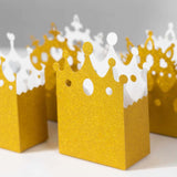 20 Pack Gold Glitter Princess Crown Candy Treat Boxes, Paper Favor Party Decoration - 3.5x2x5inch