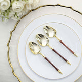 24 Pack | 6inch Gold / Brown European Style Disposable Dessert Spoons With Roman Column Handle
