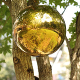 20inch Gold Stainless Steel Shiny Mirror Gazing Ball, Reflective Hollow Garden Globe Sphere