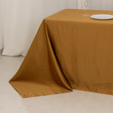 90x156inch Gold Seamless Lamour Satin Rectangle Tablecloth for 8 Foot Table