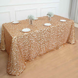 90x156inch Matte Champagne Big Payette Sequin Rectangular Tablecloth - Premium Collection