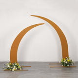 Set of 2 Gold Spandex Half Crescent Moon Backdrop Stand Covers, Wedding Arch Cover