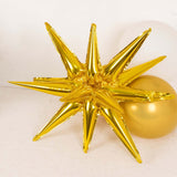 5 Pack Metallic Gold 14-Point Starburst Mylar Foil Balloons, 22" Fireworks Star Explosion Party Ball