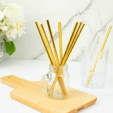 50 Pack | 8inch Metallic Gold Foil Biodegradable Paper Drinking Straws