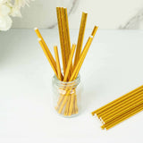 50 Pack | 8inch Metallic Gold Foil Biodegradable Paper Drinking Straws