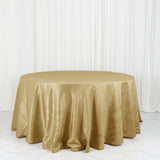 132inch Gold Accordion Crinkle Taffeta Seamless Round Tablecloth