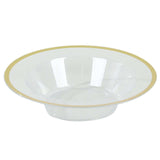 20 Pack Clear Disposable Salad Soup Bowls with Gold Rim, 12oz Round Plastic Dessert Serving Bowls