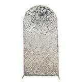 6ft Sparkly Silver Double Sided Big Payette Sequin Chiara Backdrop Stand Cover For Fitted Round Top 