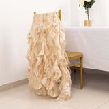 5 Pack Beige Curly Willow Chiffon Satin Chair Sashes