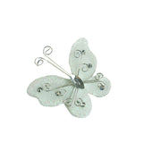 12 Pack | 2inch White Diamond Studded Wired Organza Butterflies