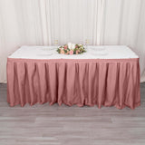 21ft Dusty Rose Pleated Polyester Table Skirt, Banquet Folding Table Skirt