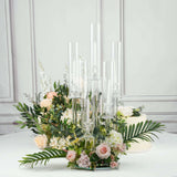 33inch Clear 7 Arm Crystal Cluster Round Taper Candelabra, Candle Holder Pillar Candles Mirror Base