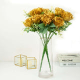 2 Bushes | 18inch Real Touch Gold Artificial Rose Flower Bouquet, Silk Long Stem Flower Arrangements