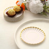 50 Pack | 3.5inch White / Gold Scalloped Rim Mini Paper Party Plates