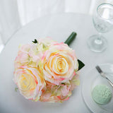 2 Bushes | Pink Artificial Silk Rose & Hydrangea Flower Bouquets