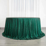 132Inches Hunter Emerald Green Premium Sequin Round Tablecloth, Sparkly Tablecloth