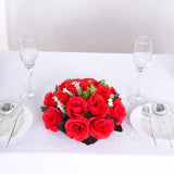 2 Pack Red Silk Rose Flower Balls For Centerpieces, Artificial Kissing Balls