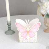 25 Pack White Pink Glitter Butterfly Theme Paper Serving Trays, Snack Food Trays