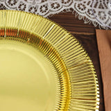 25 Pack | Gold Sunray 8inch Dessert Appetizer Paper Plates, Disposable Party Plates