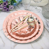 Geometric Metallic Rose Gold Foil Large Charger Paper Plates, Disposable Serving Party Plates