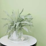 2 Stems | Frosted Green Artificial Boston Fern Leaf Plant Indoor Spray