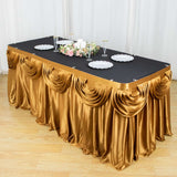 14ft Gold Pleated Satin Double Drape Table Skirt